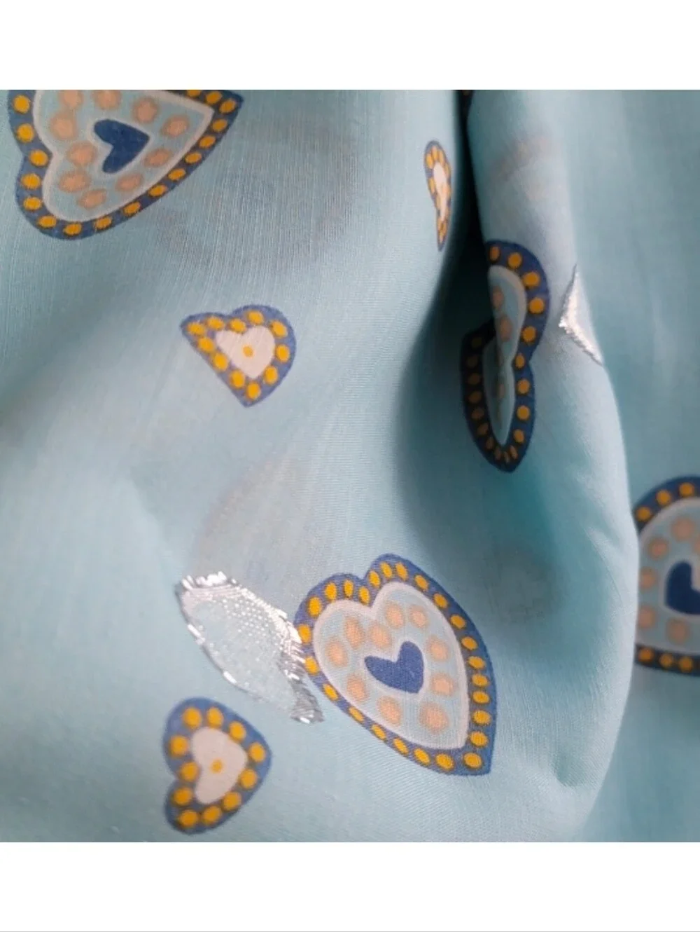 Coach 28777 Western Heart Oversized Blue Silk Blend Square Scarf NWT